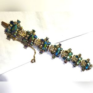 Vintage 1950s HOLLYCRAFT AB Aurora Borealis Rhinestone Jewel Bracelet